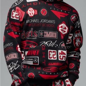 🛑 (Sold) Jordan printed fleec hoodie pullover Black and Red Sweater